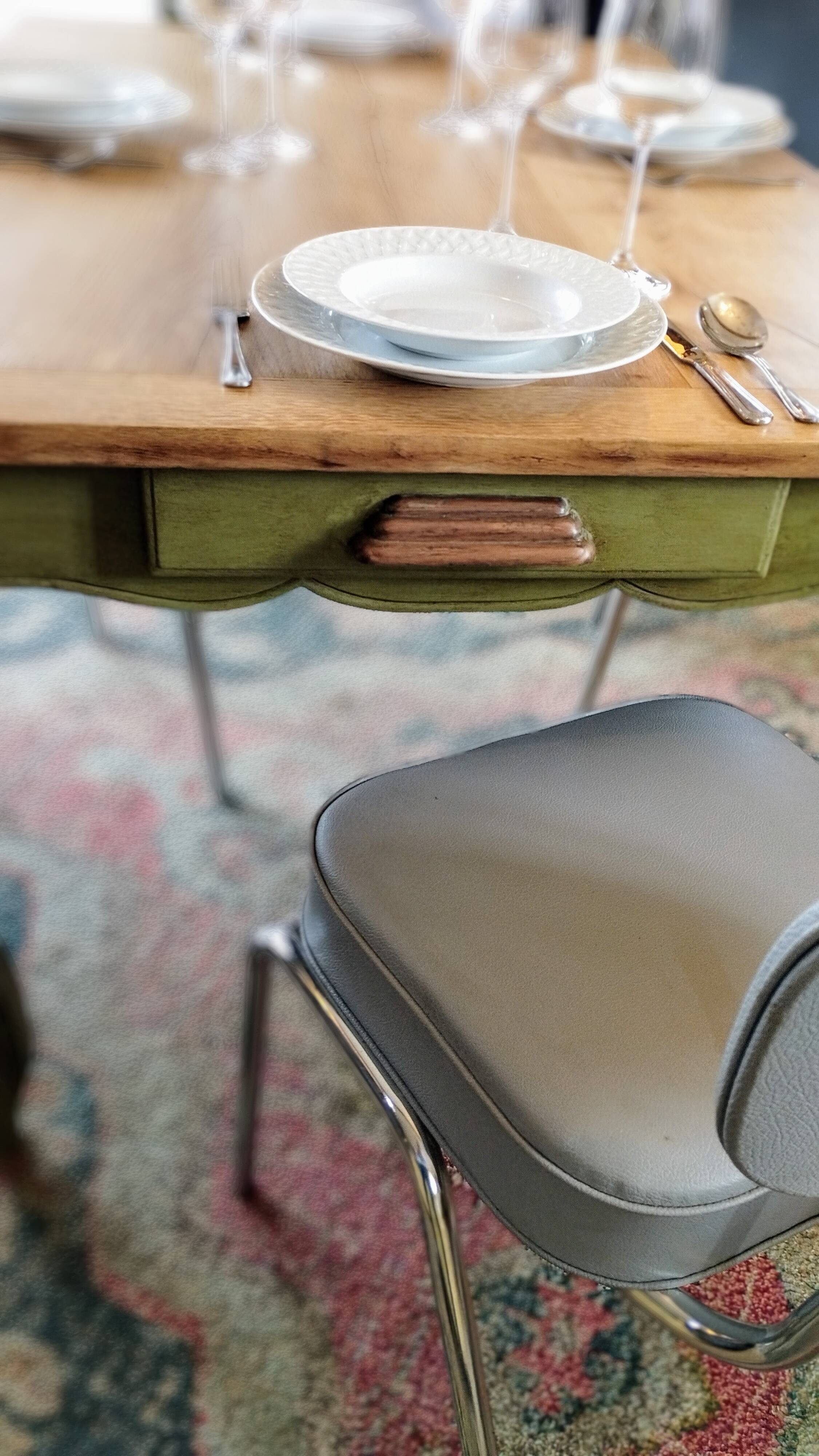 Olive green patinated table