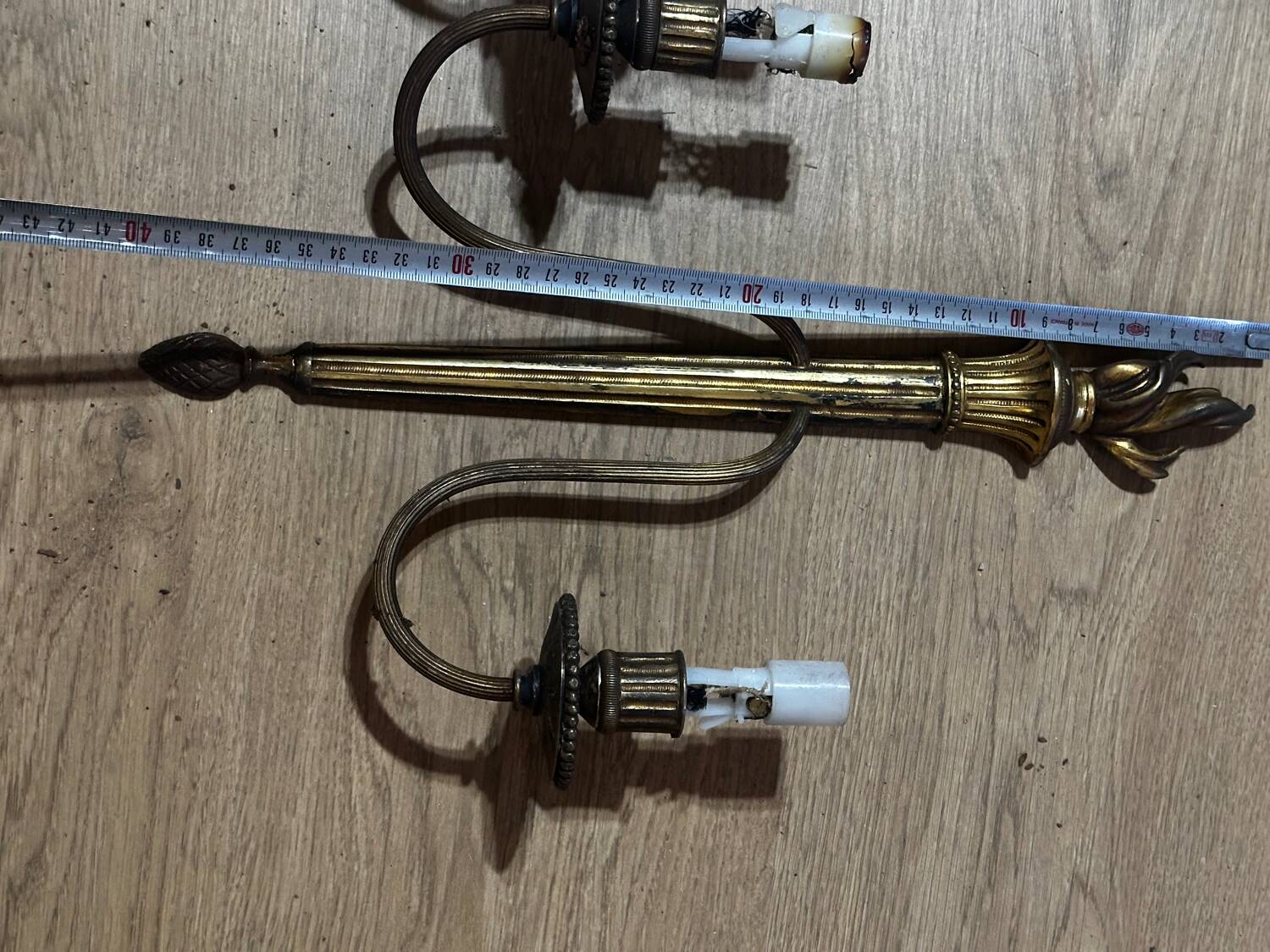 Pair of wall sconces in gilded brass – 2 lights – Louis XVI style
