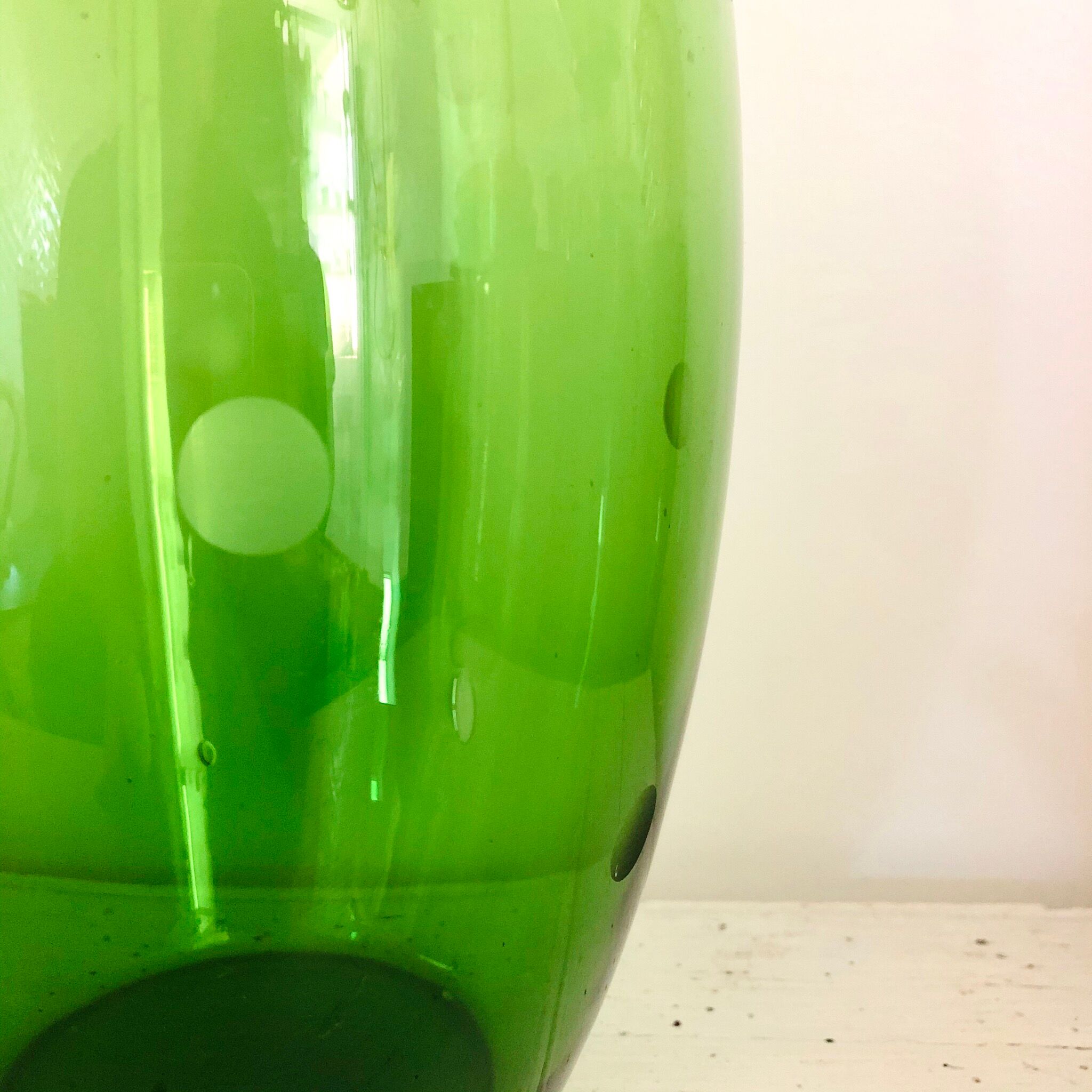 Green blown glass vase