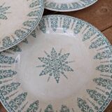 Set of 6 old flat plates, Annam model, opaque porcelain from Gien Terre de Fer