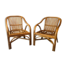 Duo of rattan armchairs