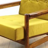 Wooden armchair designed by Z. Baczyk brown vintage yellow-olive
