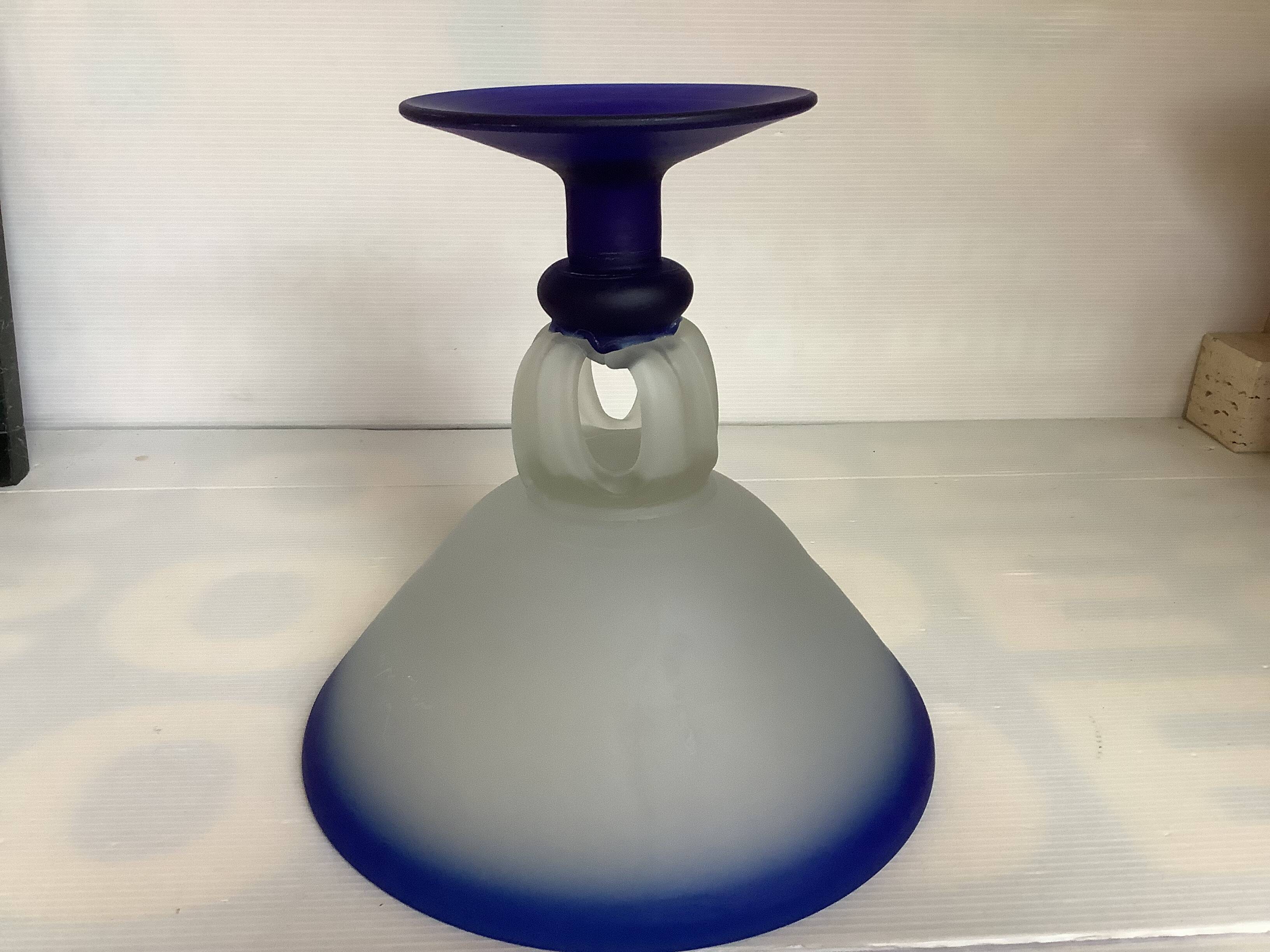 Frosted glass footed bowl in Murano style