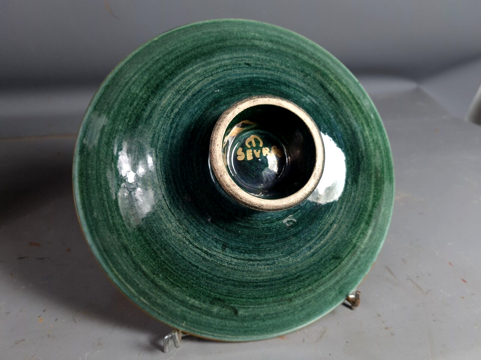 Jean Mayodon glazed ceramic cut decoration women and deer Signed SB