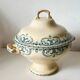 Antique soup tureen, Terre de Fer – blue decoration – Caiffa planters "Garland" 19th century