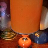Designer lamp from the 70s in chrome metal and orange lacquered wood