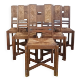 Set of 6 Art Deco oak chairs