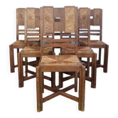 Suite de 6 chaises Art Déco en chêne