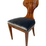 Biedermeier Ballon Chairs, Ash Veneer, Grey Velvet, Vienna, 1900, Set of 4