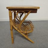 Bamboo and rattan bedside table from the 60s/70s