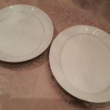 2 anciens plats de service ovales en porcelaine blanche 34cm, fin 19e