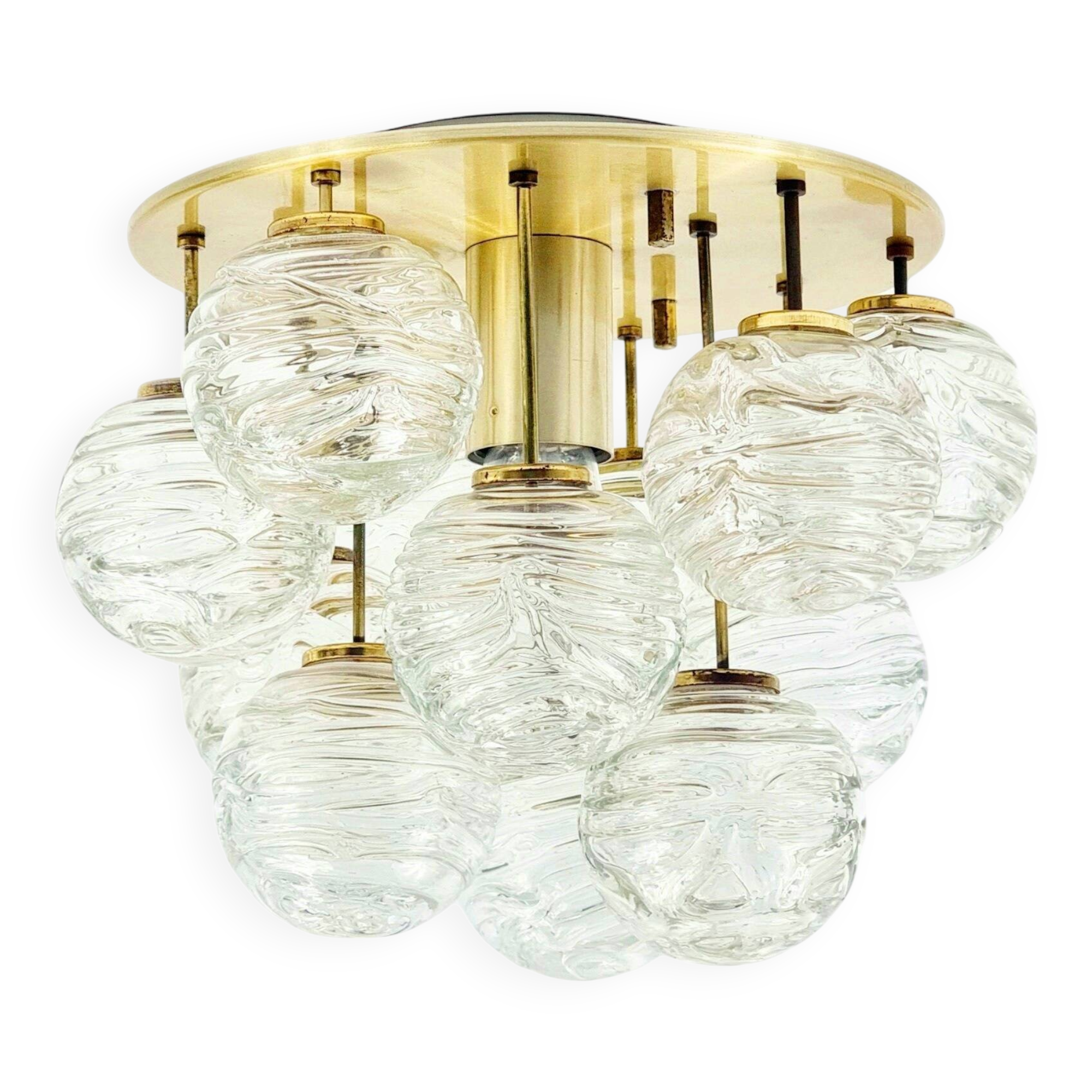Mid-Century Sputnik Murano Glass & Brass Ceiling Light - Doria, 1960s/1970s