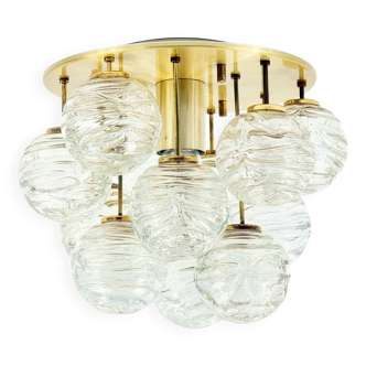 Plafonnier Spoutnik en verre de Murano et laiton du milieu du siècle - Doria, années 1960/1970