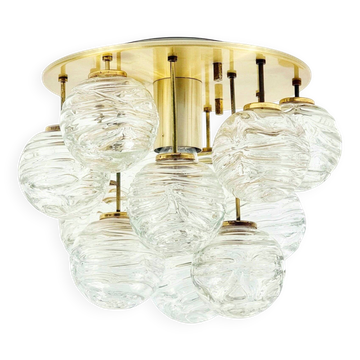 Mid-Century Sputnik Murano Glass & Brass Ceiling Light - Doria, 1960s/1970s