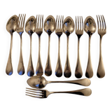 12 couverts de table en métal argenté modèle Baguette