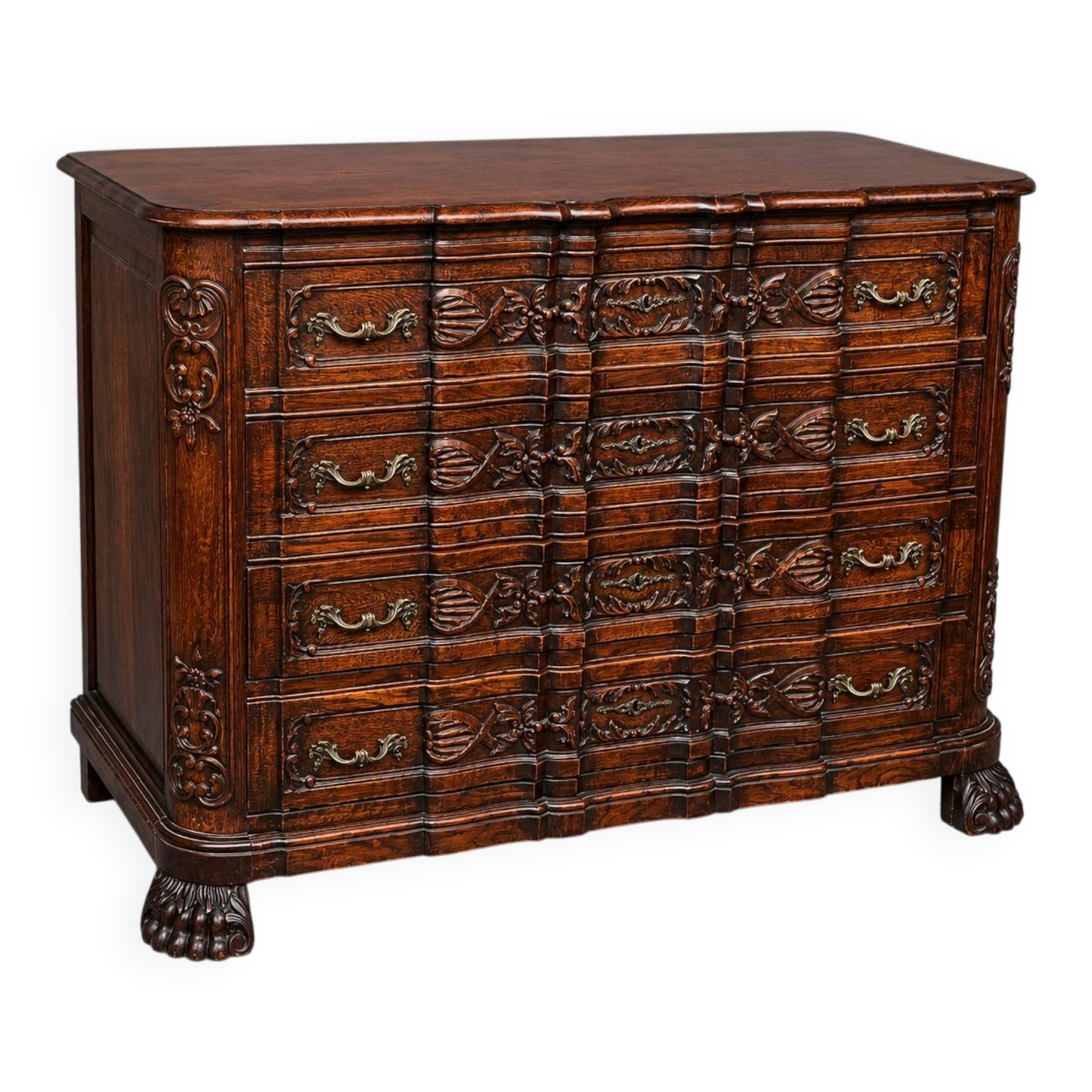 Luxurious carved Neo-Renaissance chest of drawers.