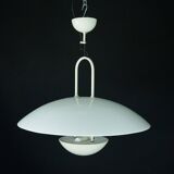 Vintage 1990s White Pendant Lamp with Glass Top Shade. Italy