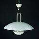 Vintage 1990s White Pendant Lamp with Glass Top Shade. Italy