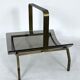 Fontana Arte, Mid-Century brass and curved glass magazine holder. Italy 1960s