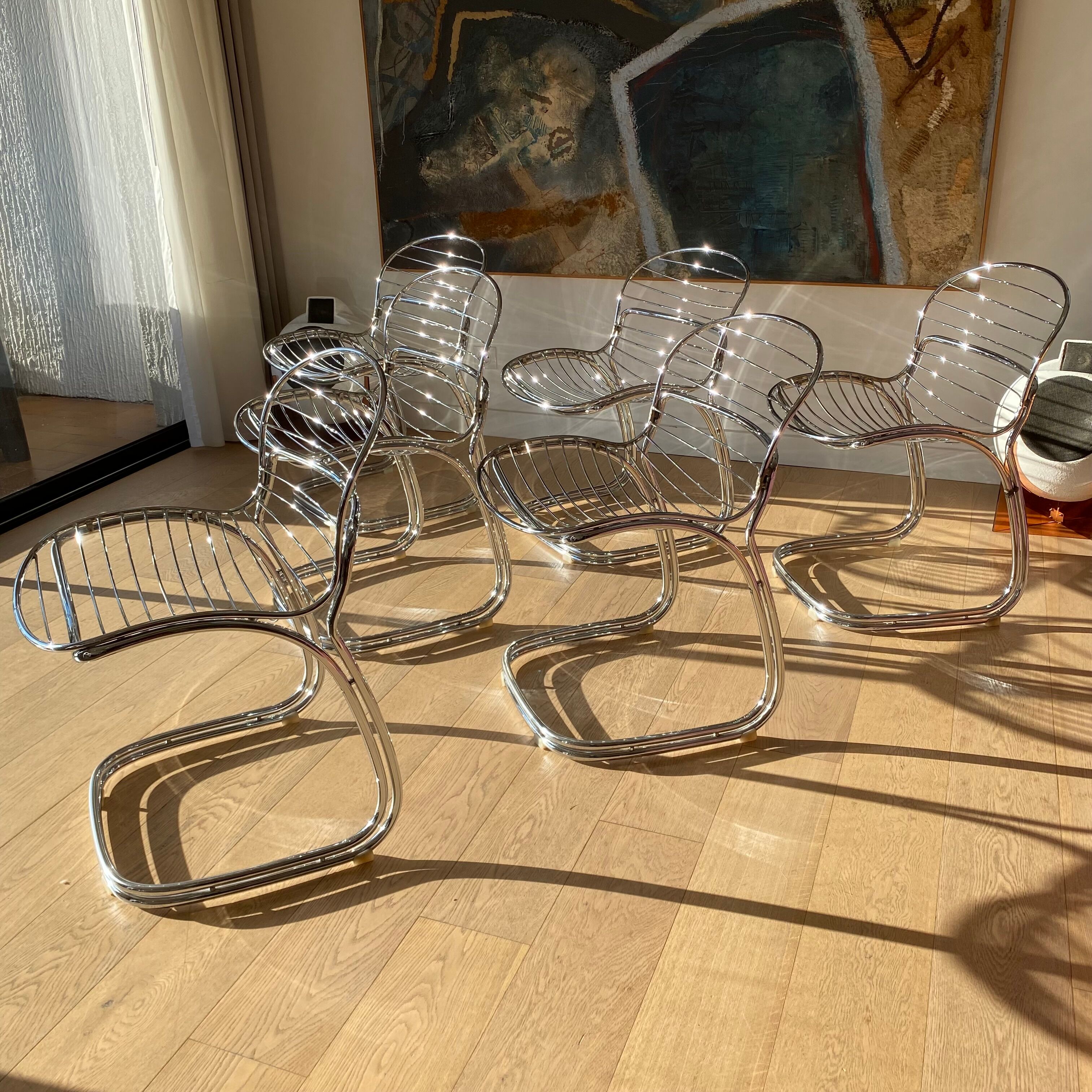 Suite of 6 Sabrina chairs by Gastone Rinaldi for Rima 1970