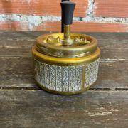 Vintage French Cast Iron Stand Ashtray + Gold Metal Ashtray #D