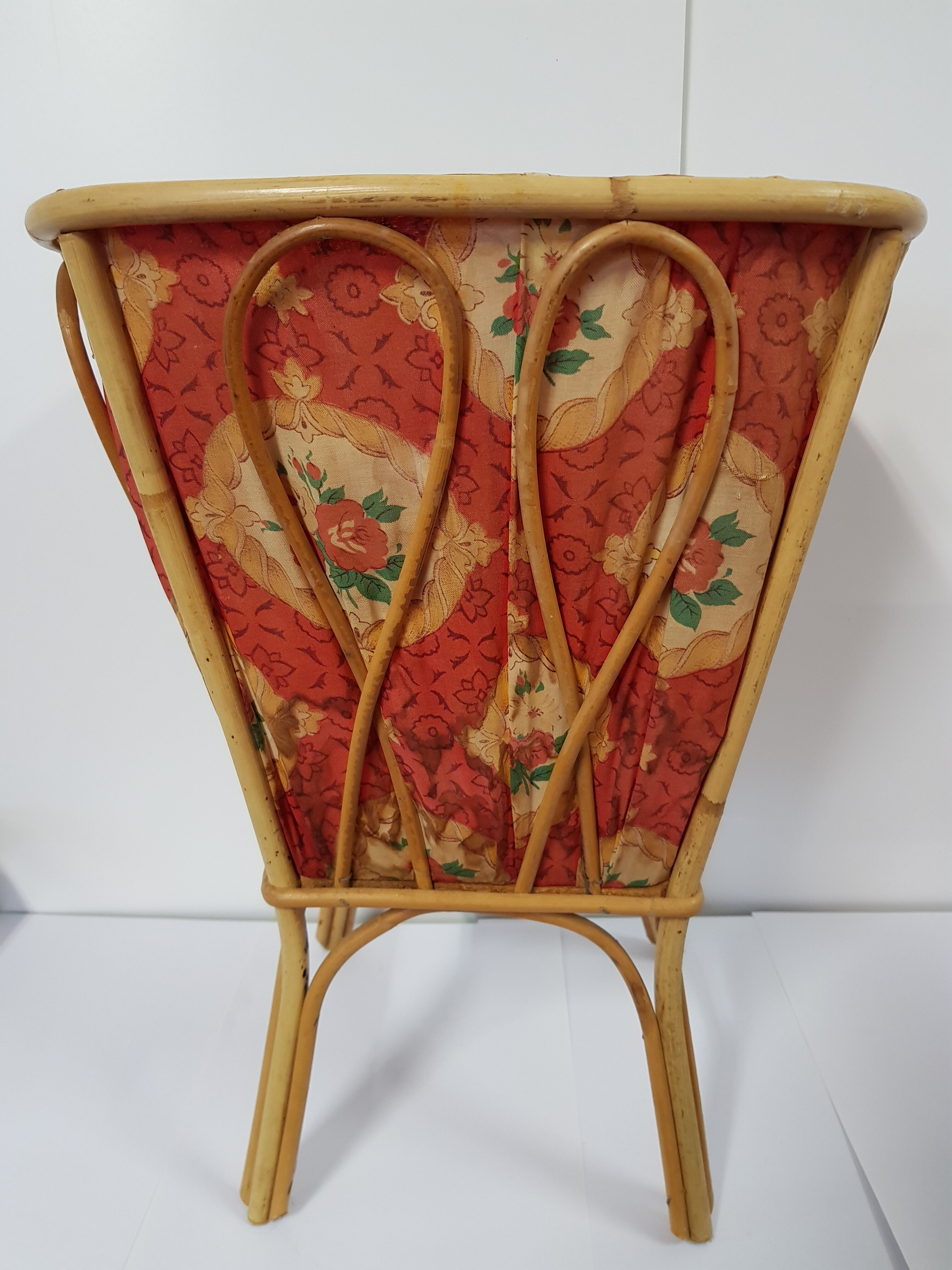 Old rattan worker or sewing box