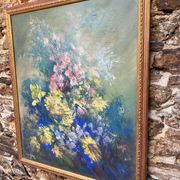 Huile sur toile fleurs G de Marco 50X60