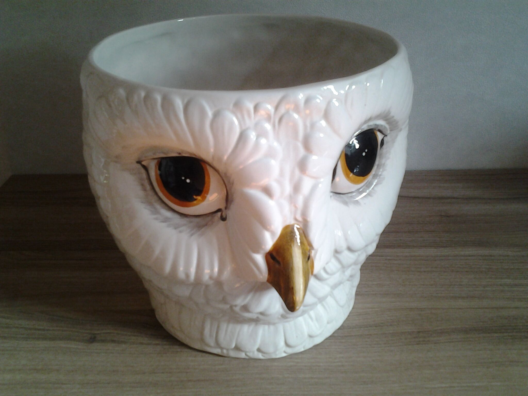 70s ceramic owl head pot cover