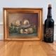 Antique original still life oil painting, fruit kitchen art