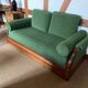 Resting bed in mahogany with epic green velvet fabric from the 19th century.