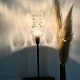 Table lamp with an antique bubbled glass lampshade in the shape of a tulip