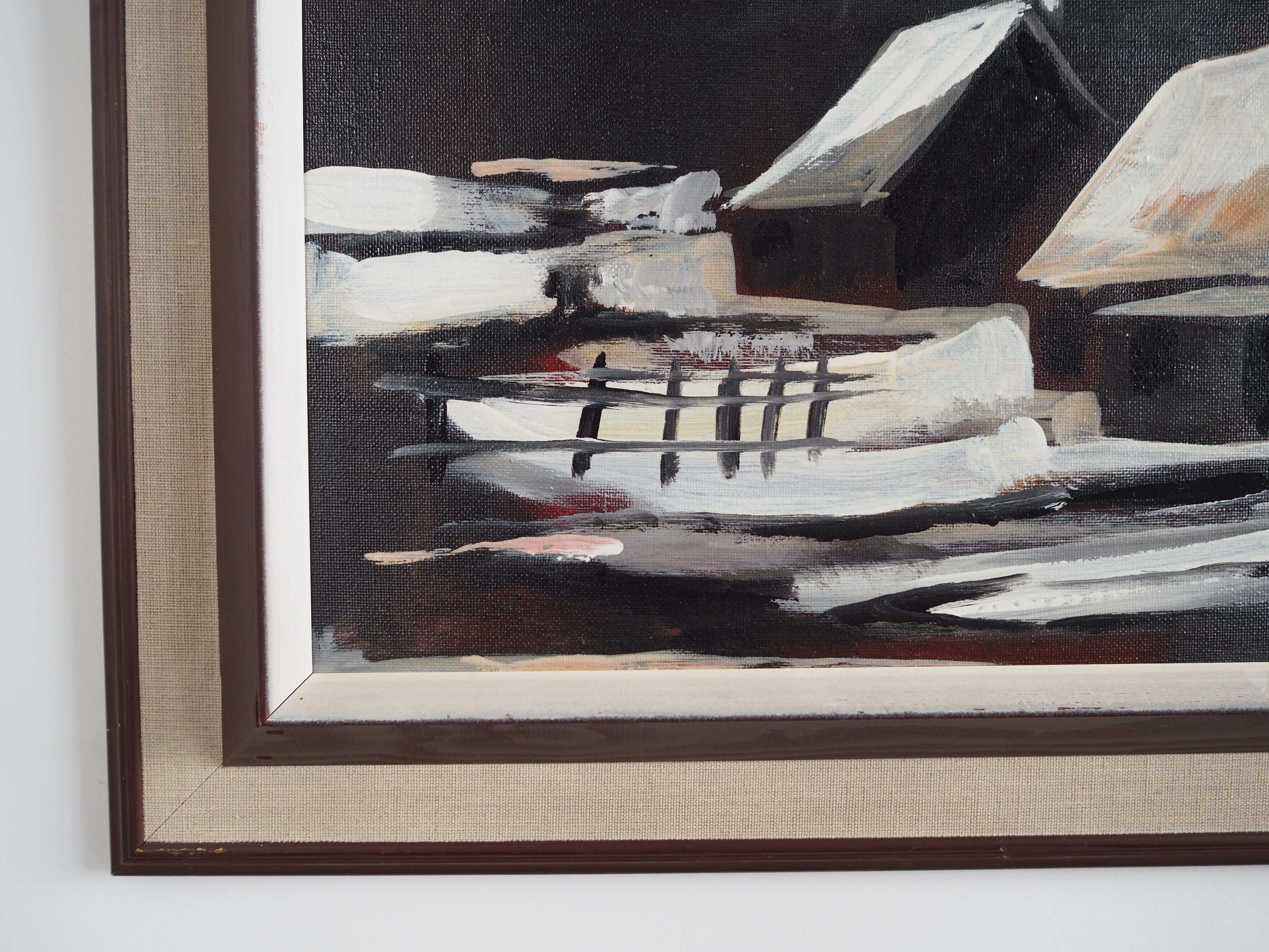 Painting „The Winter Aurora”, Scandinavian design, 1970s