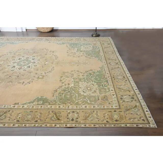 Tapis de zone vintage persan fait main en laine et coton des années 1970 285x397