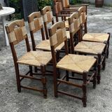 Set of 6 chairs and 2 armchairs, Brutalist style, 1950s