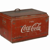 Glaciere metal cache-col coffre ancien vintage original inde