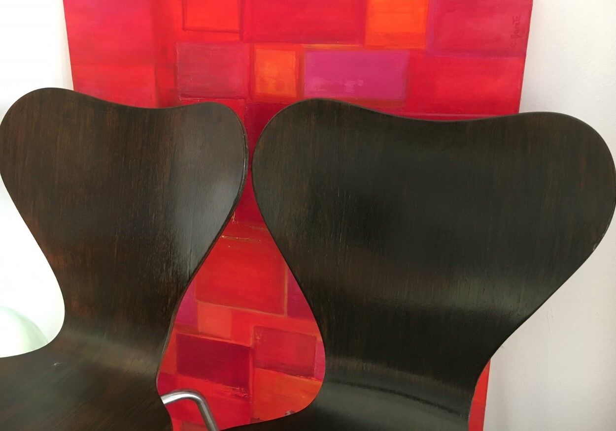 Pair of butterfly 3107 chairs by Arne Jacobsen pilot version, 1955