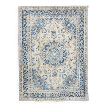 Élégance Persane en Bleu, Tapis Vintage d’Artisanat Raffiné, 282x385 Cm