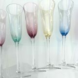 Set of 10 colorful champagne flutes