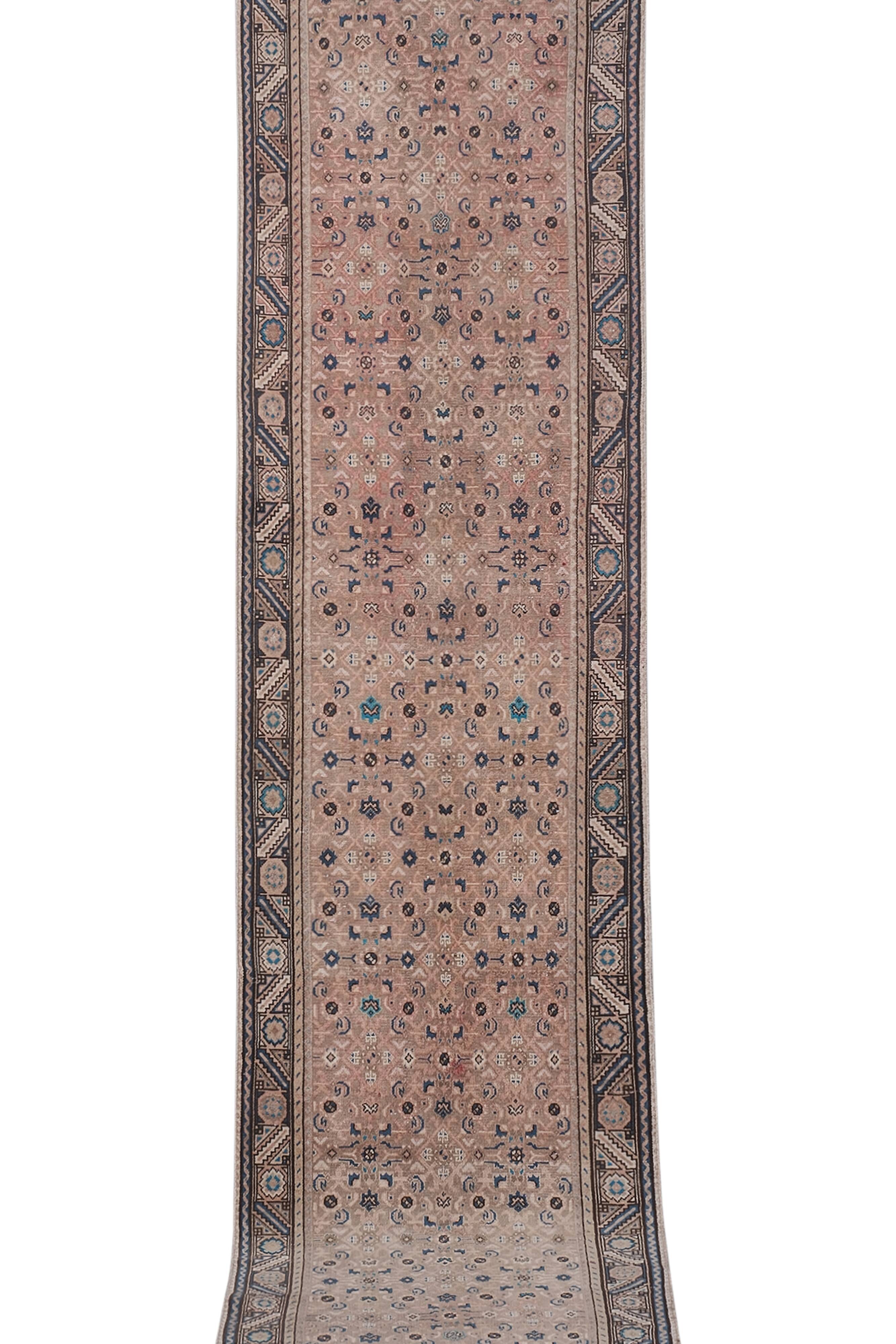 Vintage Turkish Oushak Handwoven Rug 97x417 cm