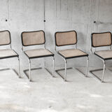 Set of 4 black cesca B32 chairs by Marcel Breuer