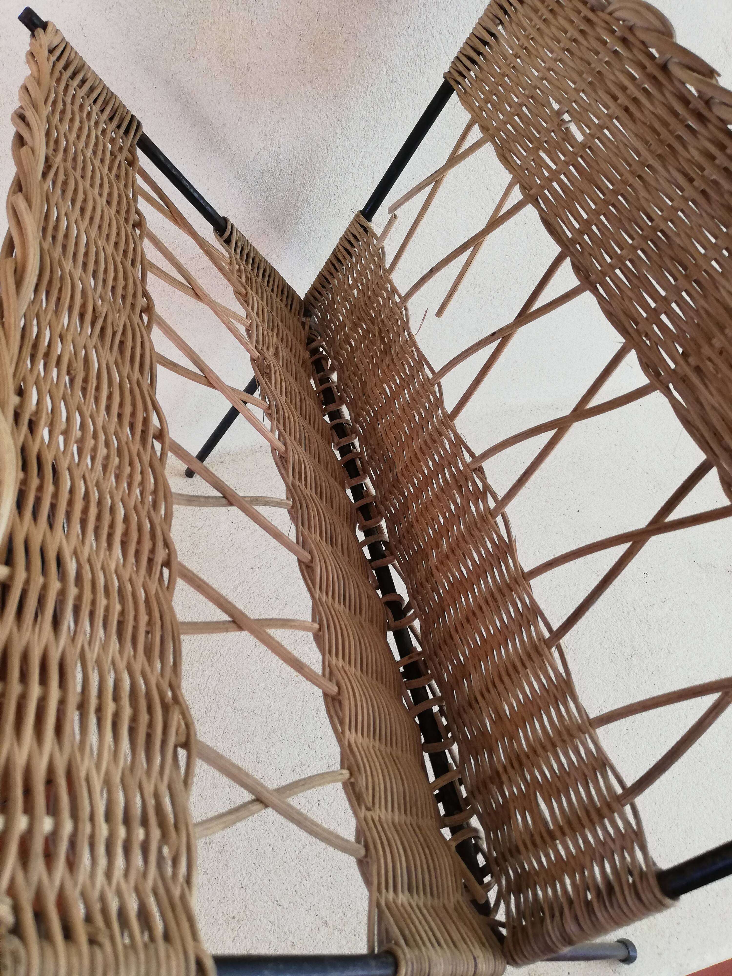 1950s Rattan Magazine Rack