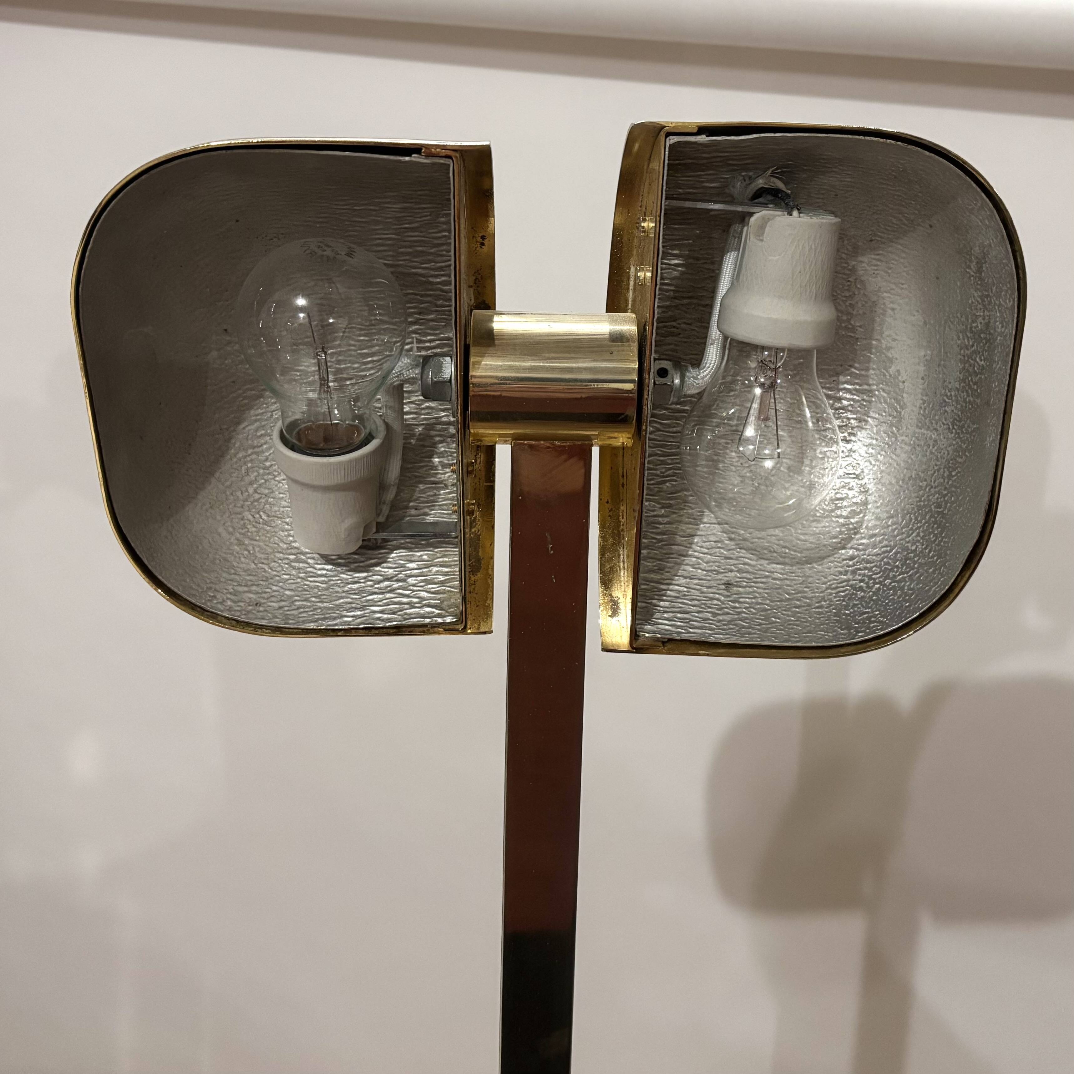 1980s golden metal floor lamp
