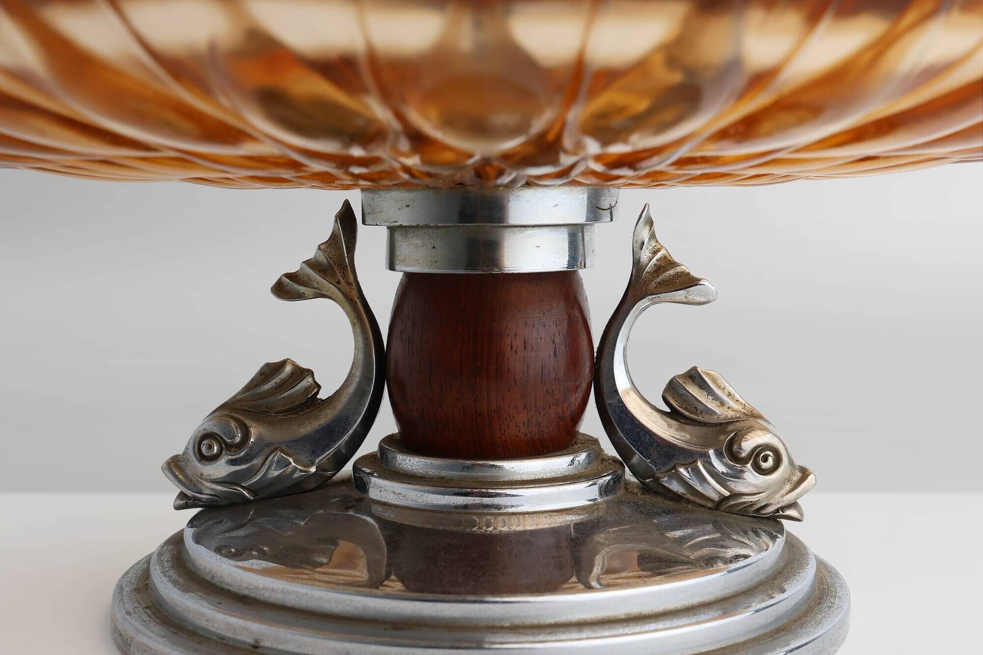 Art Deco Glass and Metal Fruit Bowl, France, circa 1940