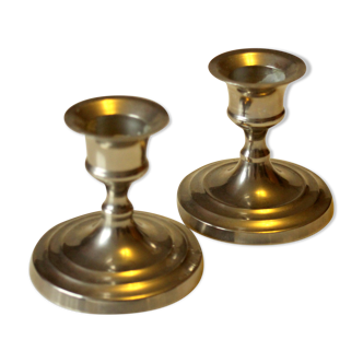 Two candleholders in silver plated