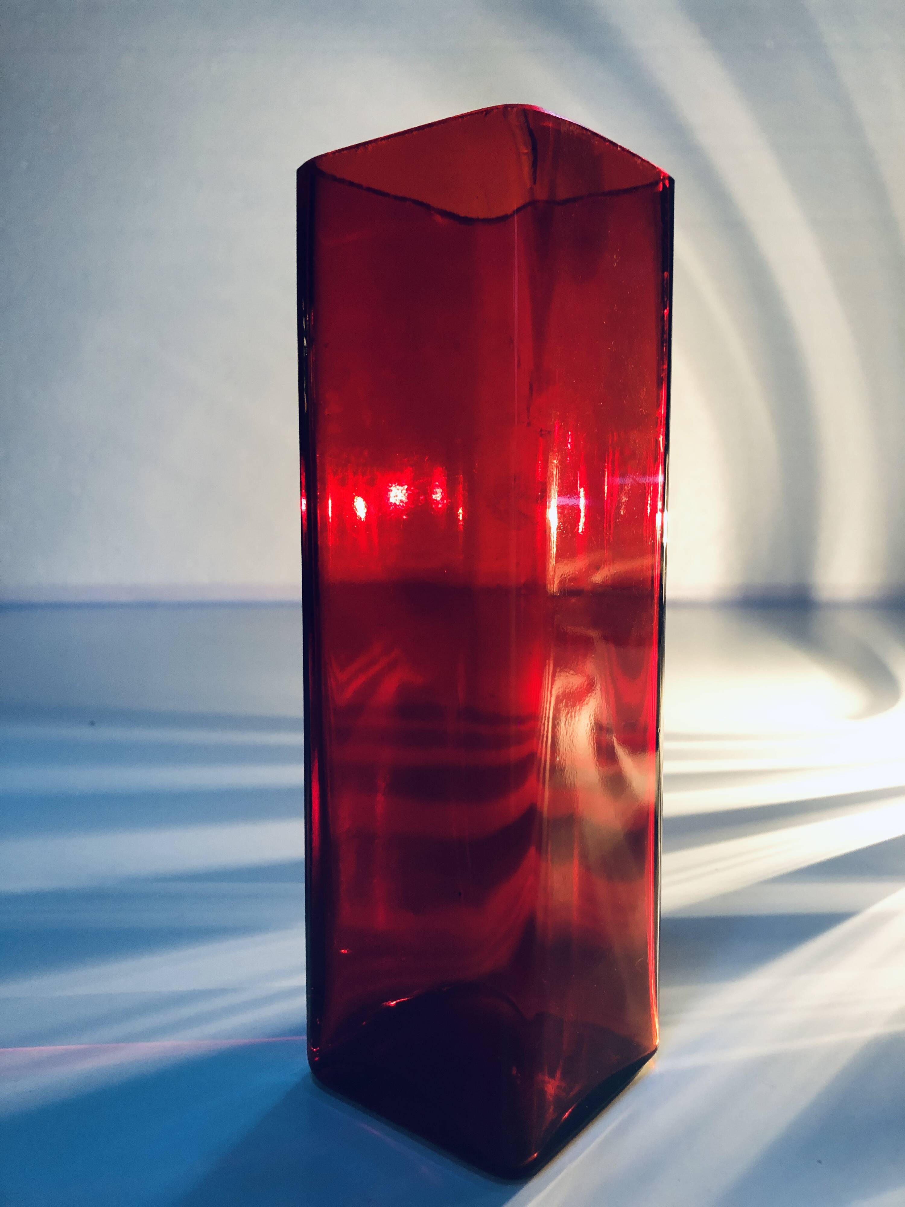 Vintage vase • red glass • 1970's