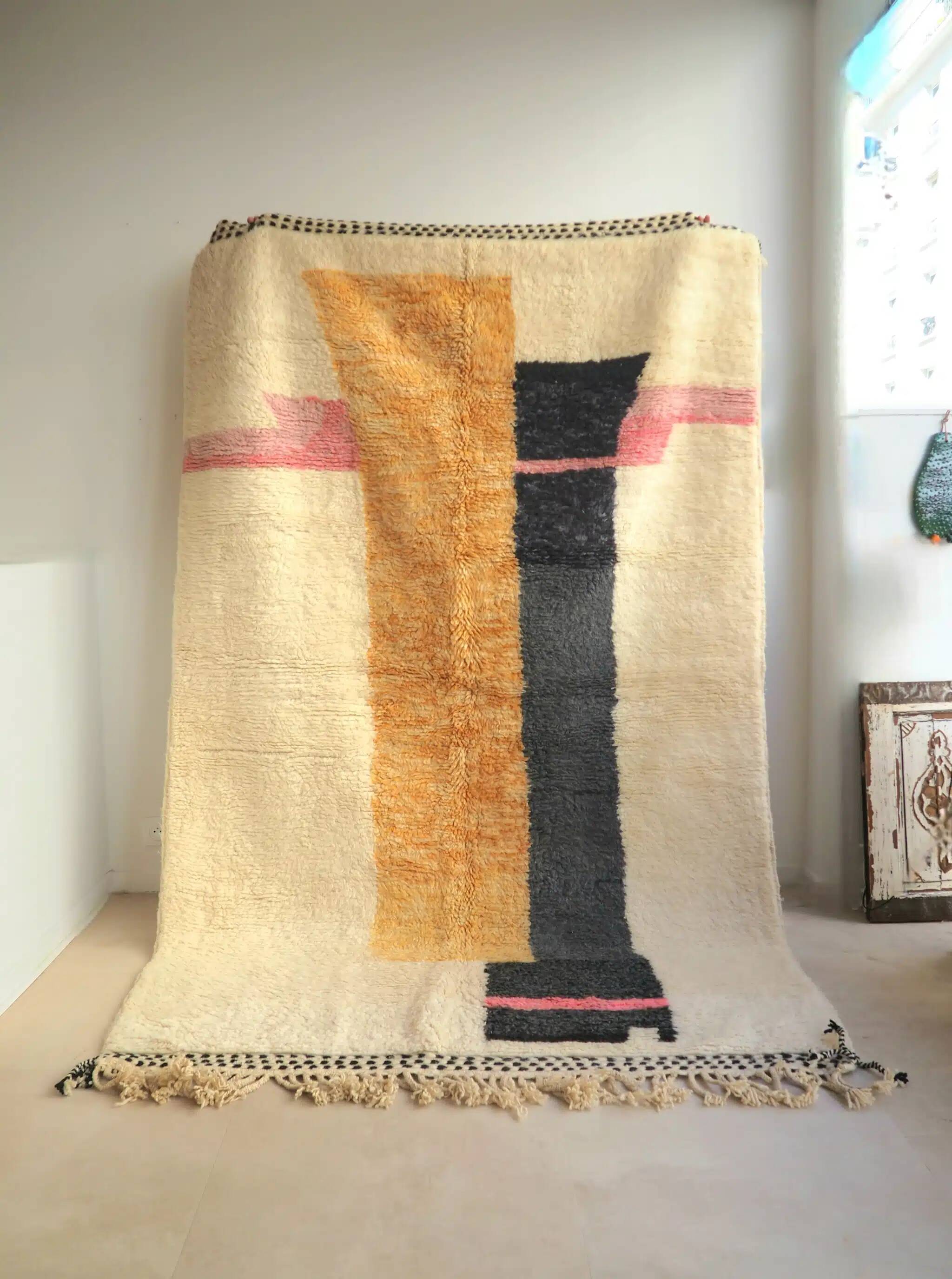 Personalized Moroccan wool Beni Ouarain rug