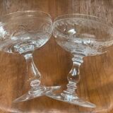 6 Mismatched Engraved Champagne Glasses