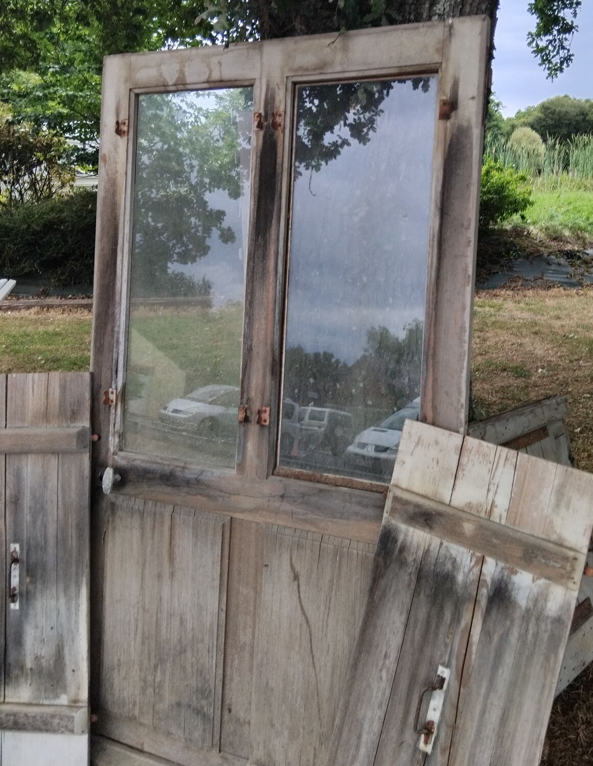 Old door with vintage wooden shutters