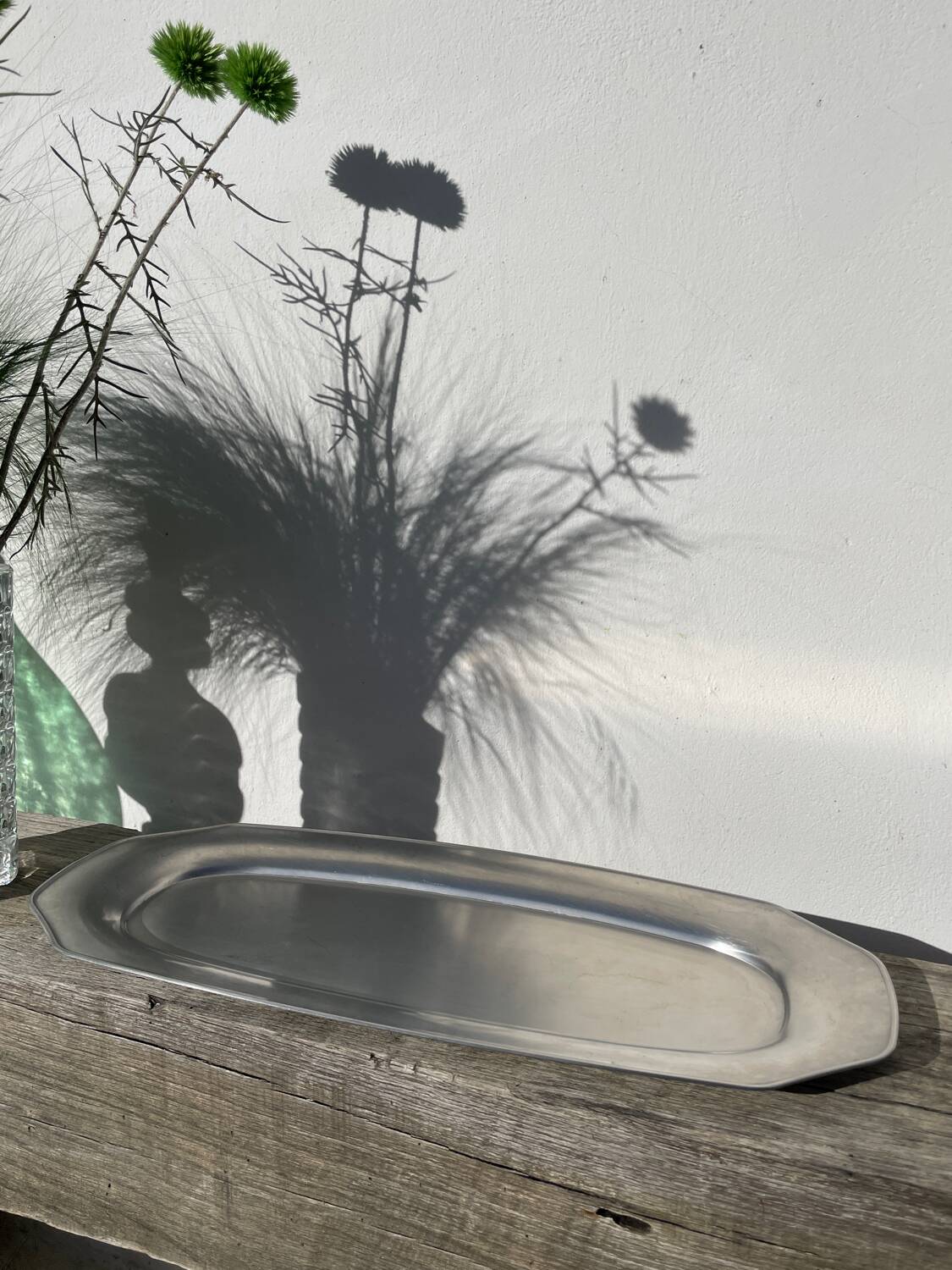 Large, long oval stainless steel platter by Rémy Letang