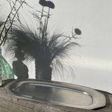 Large, long oval stainless steel platter by Rémy Letang